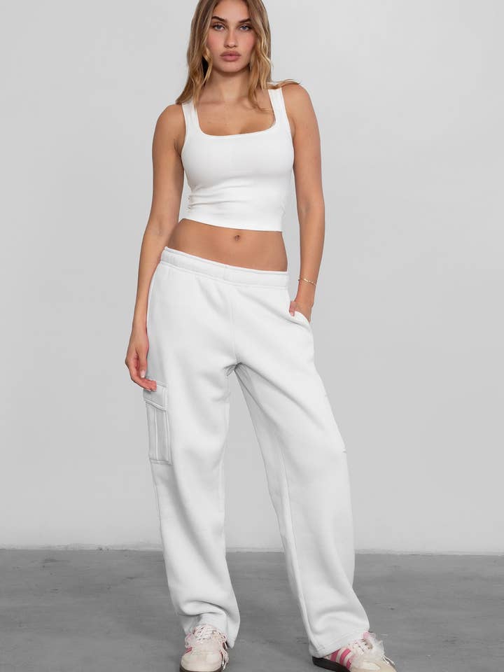 TICTOC - Wholesale Pants - Women's - HANA Essential Mid-Rise Fleece Cargo Pants12