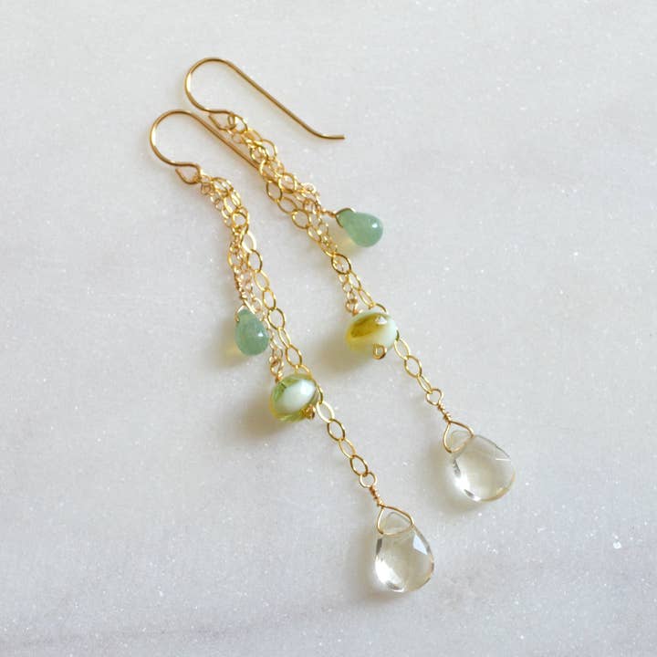 Crystal Quartz Chain Earrings for wholesale by Salty But Sweet
