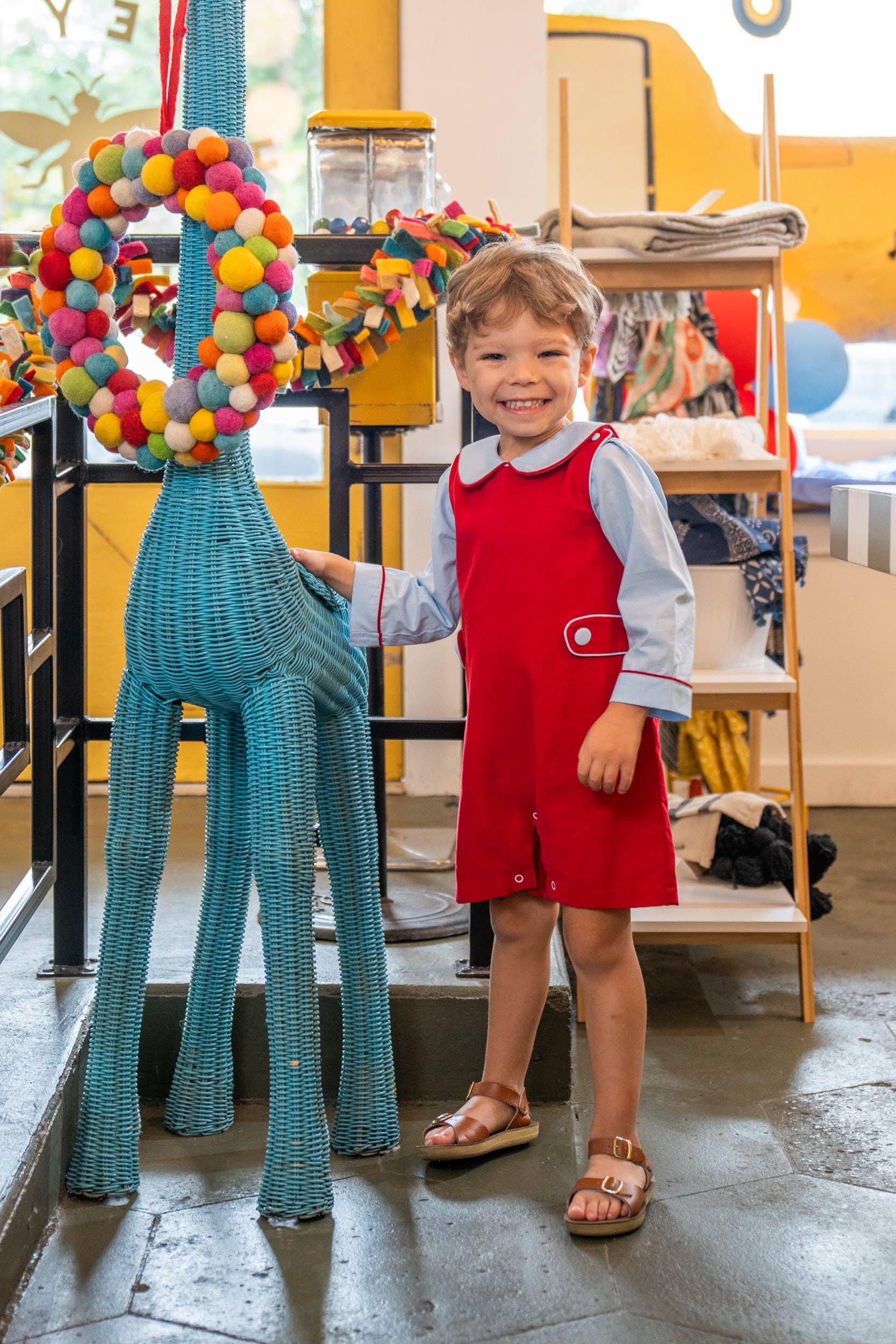 The Oaks Apparel Company - Wholesale Jumpsuit - Baby - Charles Blue & Red Jon Jon1