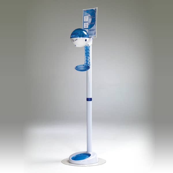 32oz Dispenser w/ Floorstand & Drip Tray White/Blue + Blue Drip Tray for wholesale by Germstar