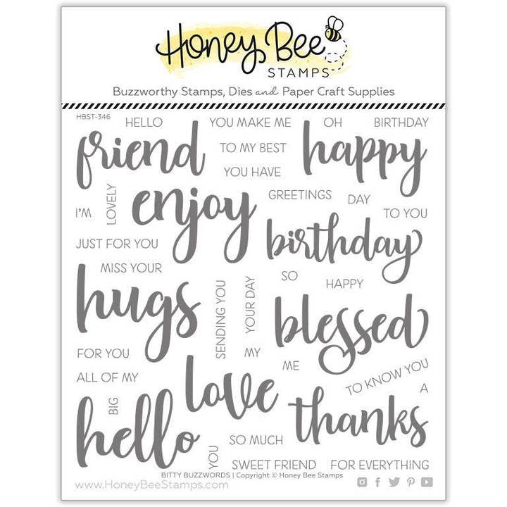 Bitty Buzzwords - Conjunto de Carimbos de Fotopolímero 6x6 por atacado de Honey Bee Stamps