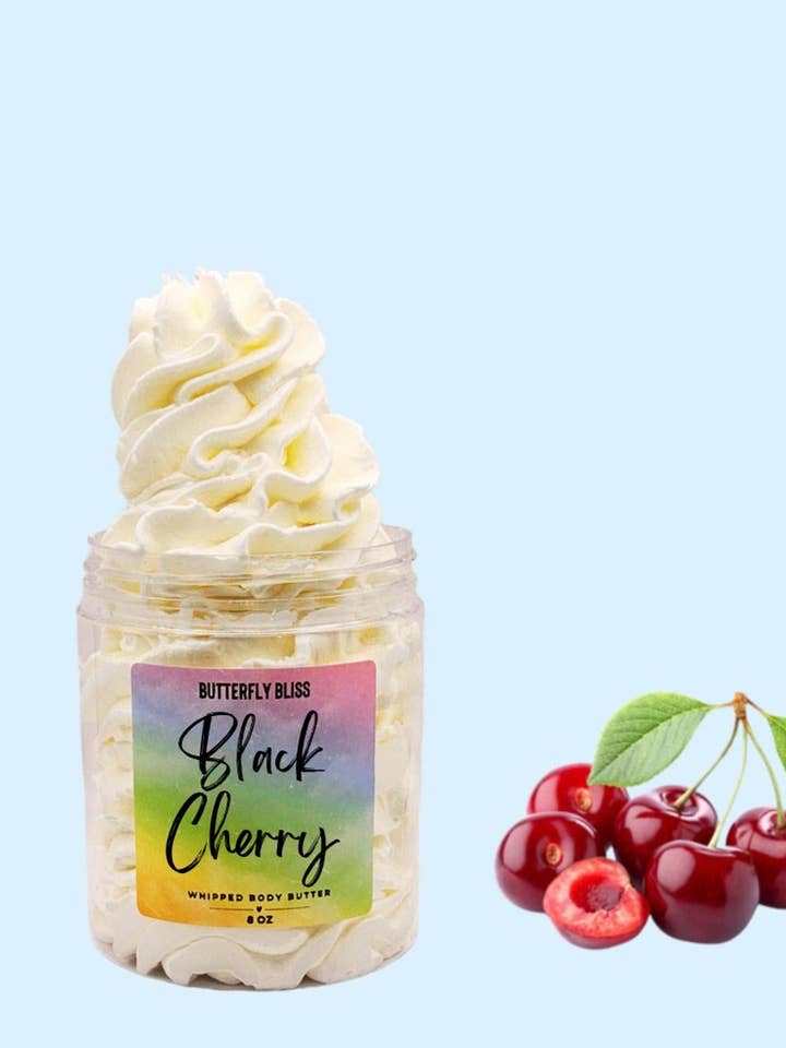 Black Cherry | Whipped Body Butter | Shea Butter | Lotion | Vitamin E | Dry Skin | All Natural | Bath and Beauty | Massage | Cherry Scented for wholesale by Butterfly Bliss