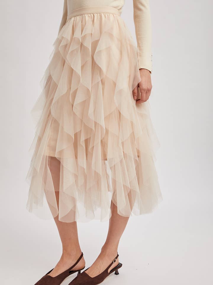 Bluivy - Wholesale Skirt - Women's - SPRIAL RUFFLED TULLE MIDI SKIRT24