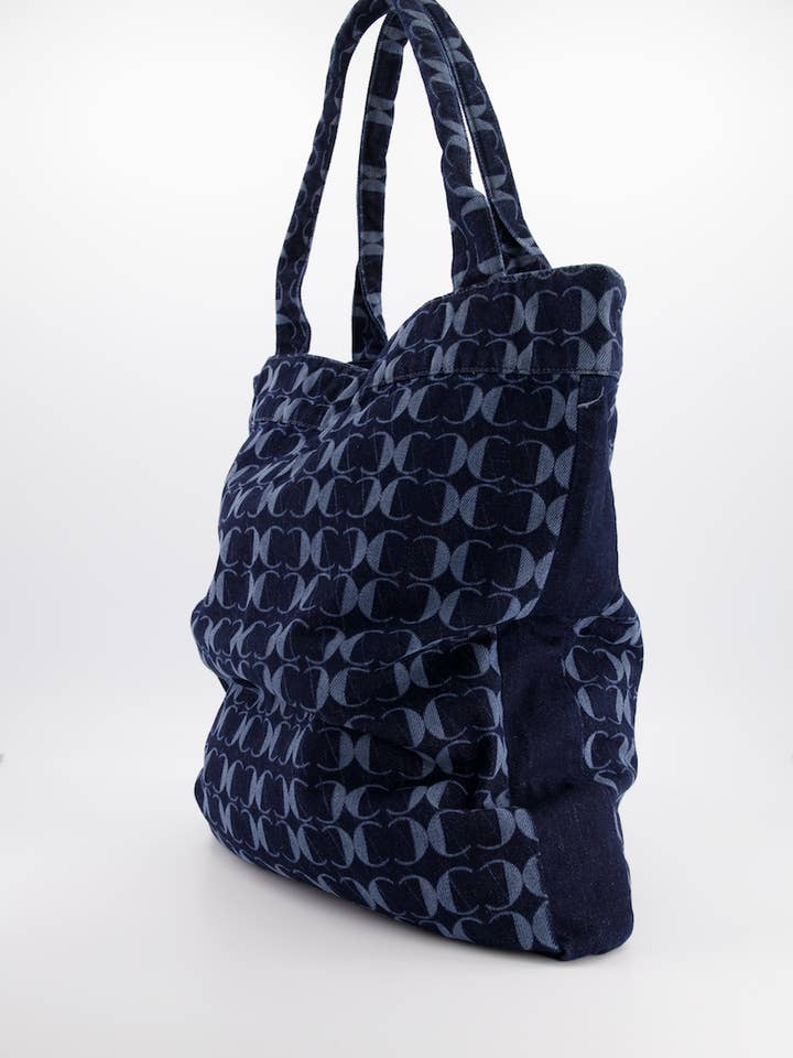 LE KEBIR monogram organic cotton denim bag for wholesale by CHEZ NOUS.
