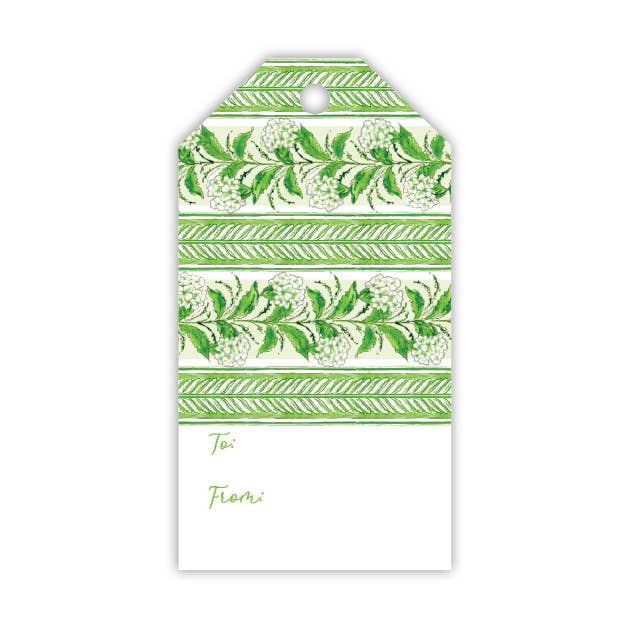 Håndmalet Grøn Hydrangea Stripe Gave Tag for engroshandel hos RosanneBeck Collections