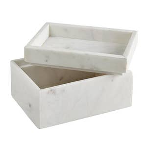 Classic Touch White Marble Decorative Box W/ Gold Hexagon Design On cover