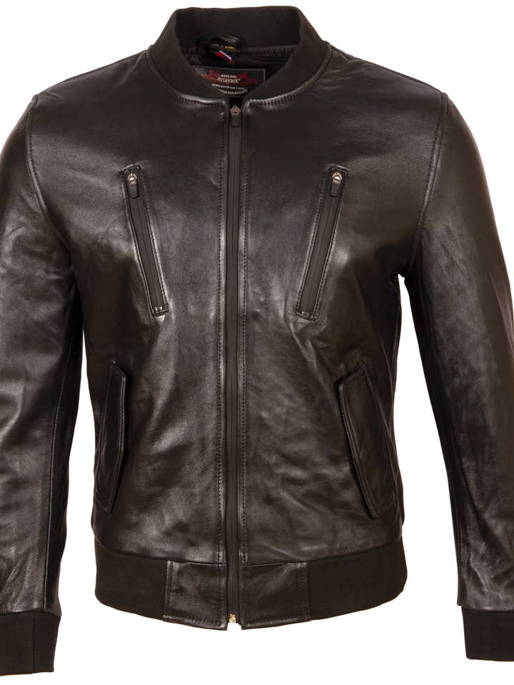 Chaqueta bomber E0DB London para hombre, color negro para venta al por mayor de Aviatrix