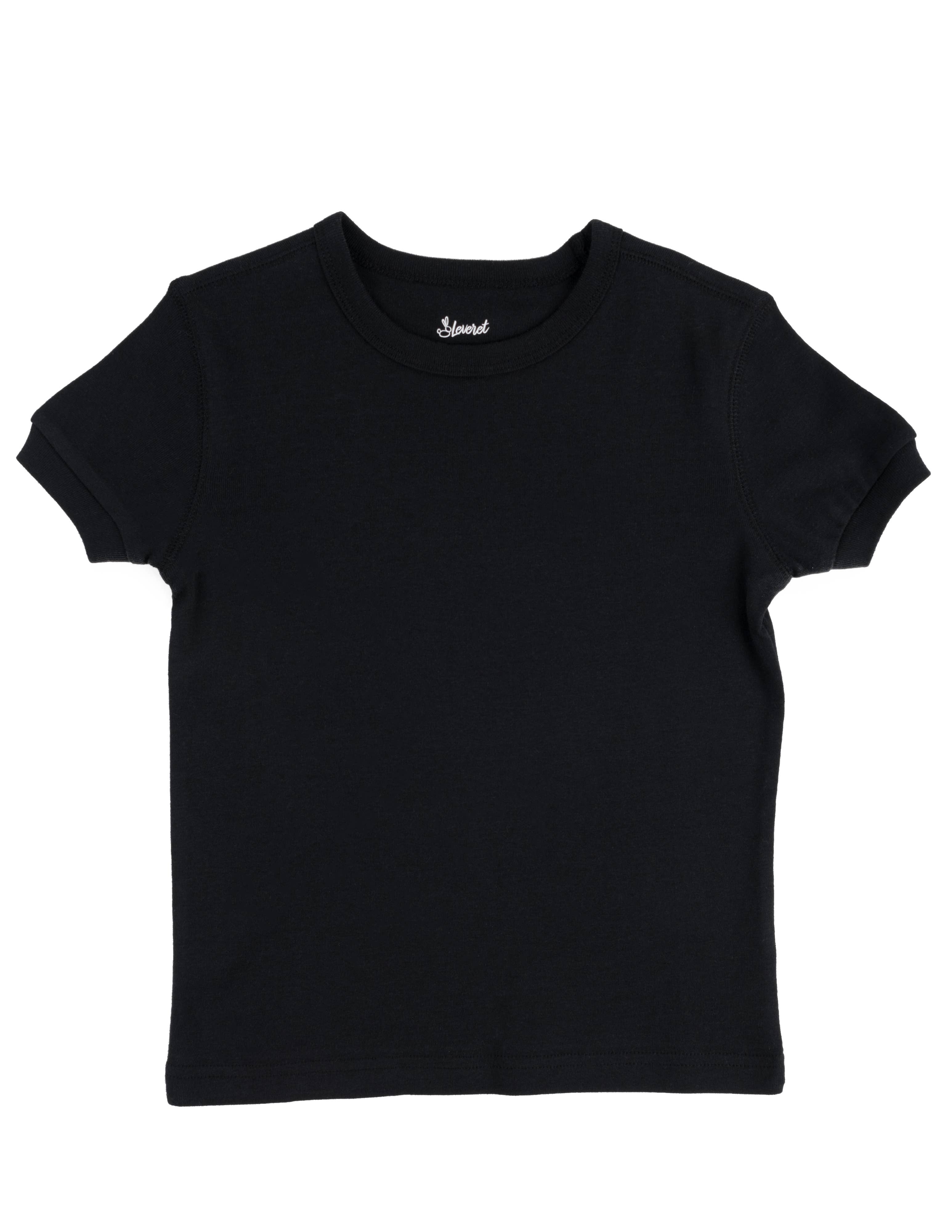 Leveret Pajamas - Venta al por mayor Camiseta - Niños - Camiseta básica de algodón de manga corta para niños para el regreso a la escuela1