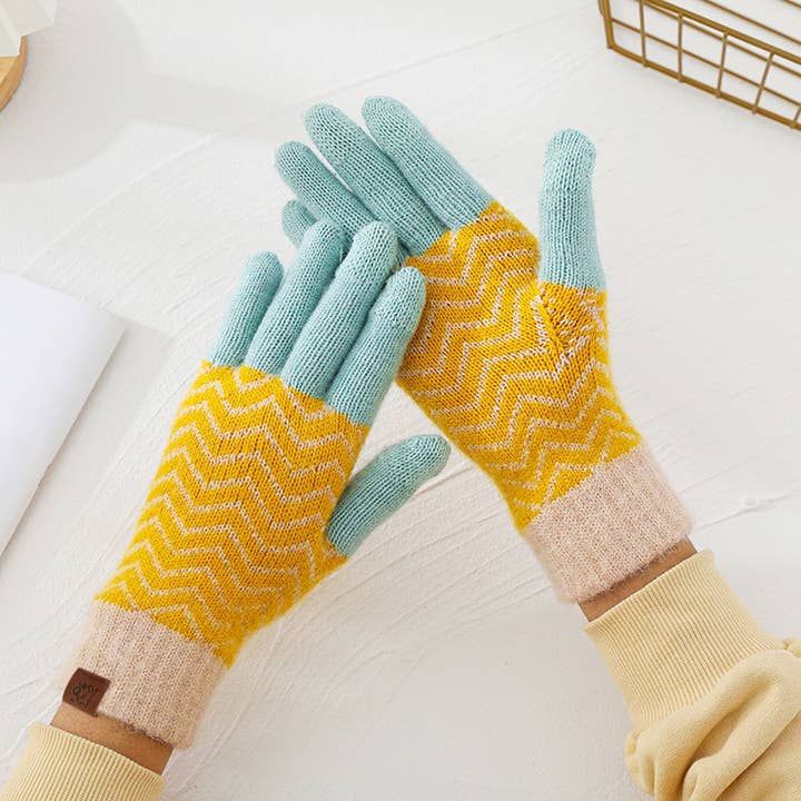 ACCITY - Wholesale Gloves - Unisex - KNITTED FLEECE PLAID TOUCH SCREEN WARM GLOVES_CWAG037111