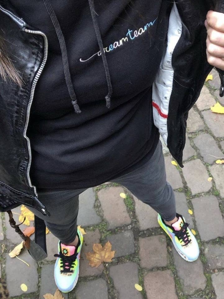 Moletom preto de algodão orgânico Dreamteam por atacado de Lilypilly