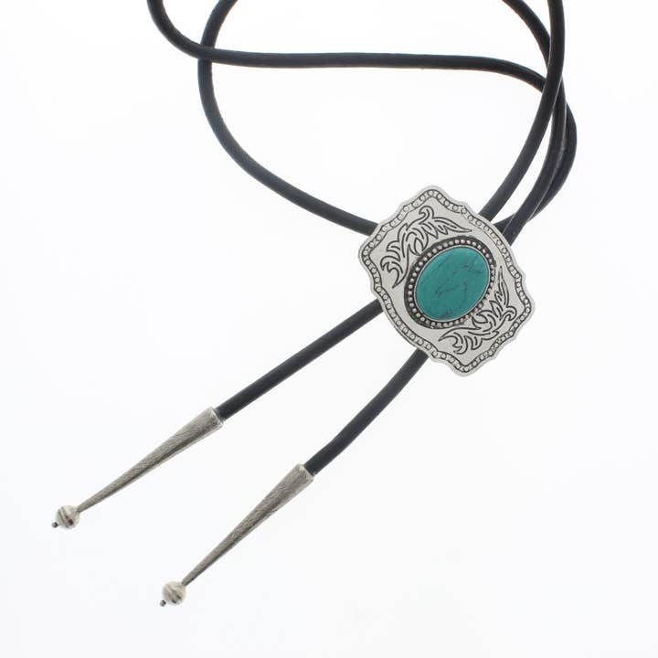 Cravate bolo vintage en argent et turquoise, cordon noir, marron, chaque pour la vente par HHH Designs