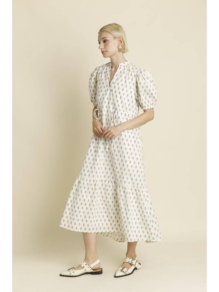 Aureum - Wholesale Dress - Women's - AD1949 - FLORAL MIDI DRESS W/ TIES5