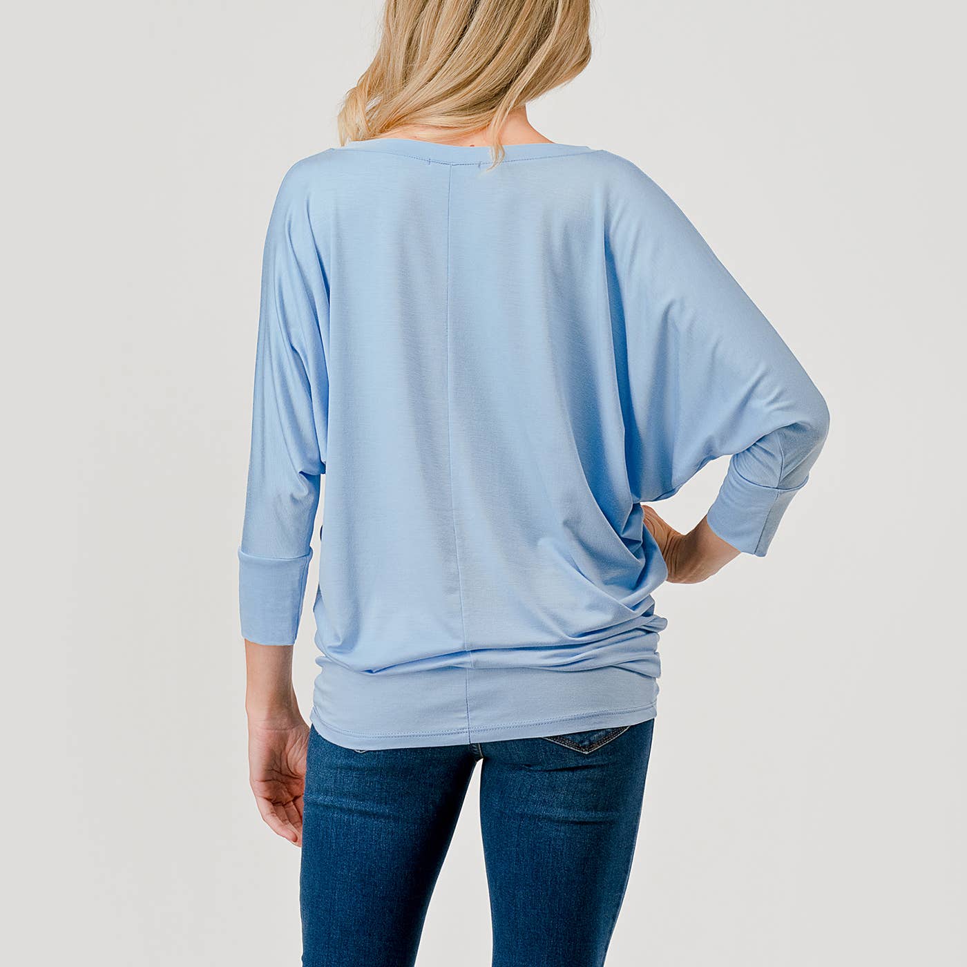Heimious - Wholesale Knit Top - Women's - 3/4 Dolman Sleeve V-neck Modal Jersey Top, 257397