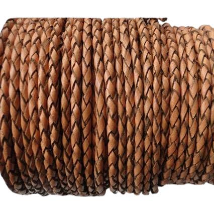 Cordón de Cuero Trenzado Redondo Oslo - Calabaza - 4mm para venta al por mayor de Sun Enterprises B.V.