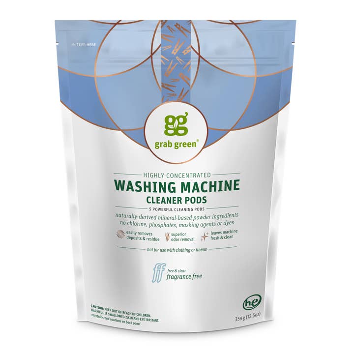 Washing Machine Cleaner Pods, 5 loads for wholesale by Grab Green
