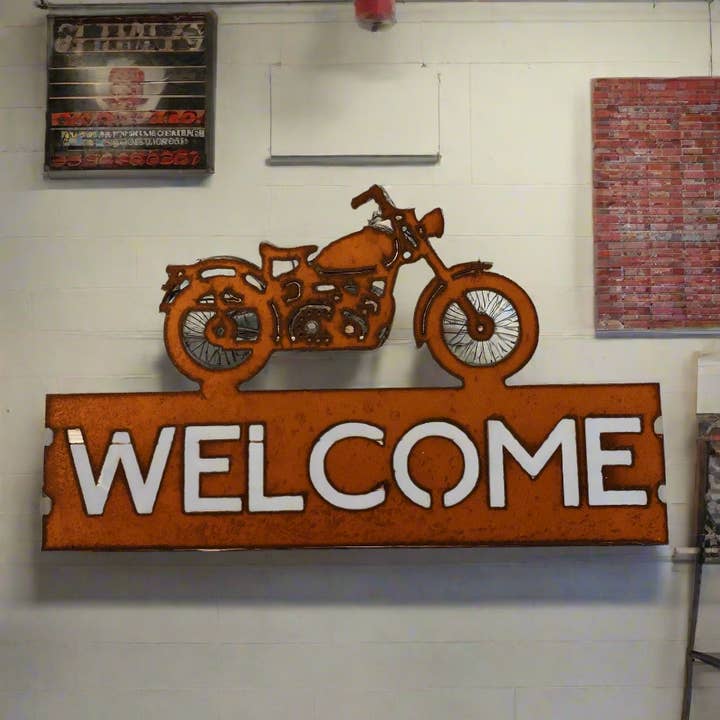 Universal Ironworks USA - Wholesale Sign - Vintage Motorcycle Sturgis Horizontal Welcome Sign