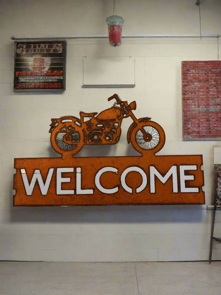Vintage Motorcycle Sturgis Horizontal Welcome Sign for wholesale by Universal Ironworks USA