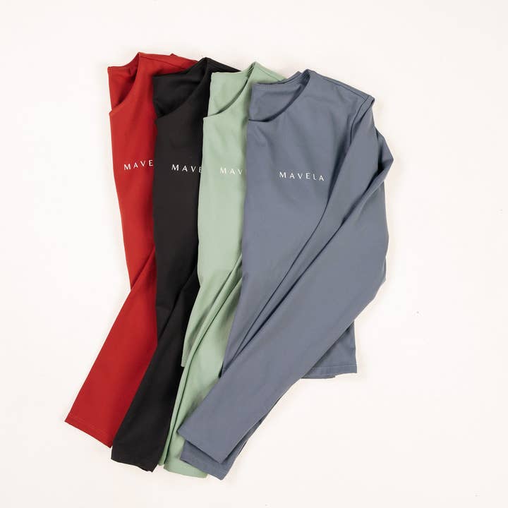 Mavela - Wholesale Athletic Top - Women's - Cardinal Long Sleeve Top5