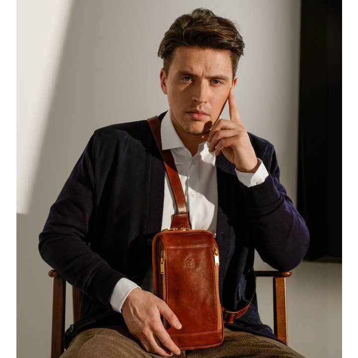 Time Resistance - Wholesale Crossbodytas - Heren - Leren Slingtas Borsttas - Kim21