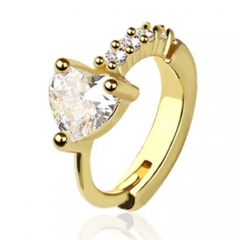 ANILLO DE ARO CON FORMA DE CORAZÓN DE ACERO QUIRÚRGICO 316L CON FORMA DE SEGMENTO CON BISAGRAS para venta al por mayor de CRAVE BODY JEWELRY
