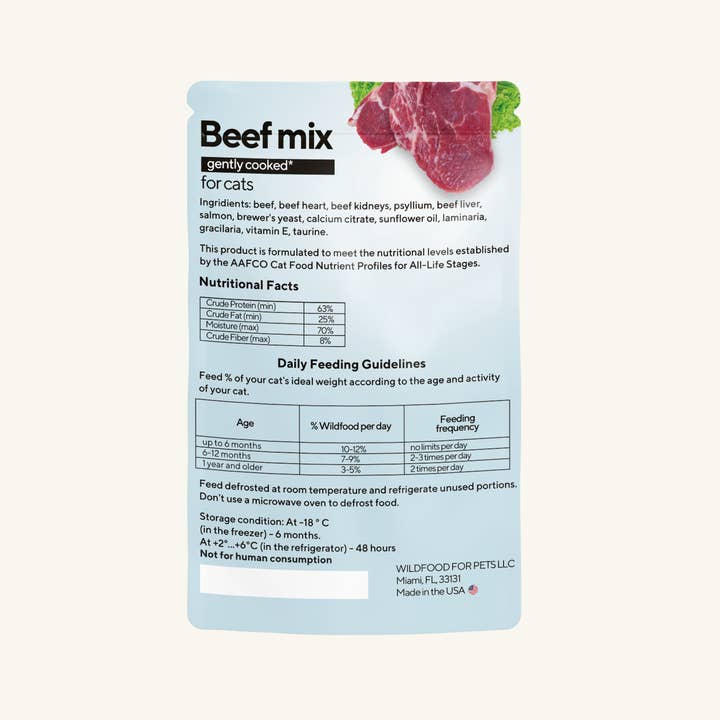 Wildfood - Wholesale Pet food – Cat - FROZEN BEEF BOX FOR CATS 10 BAGS| GENTLY COOKED1