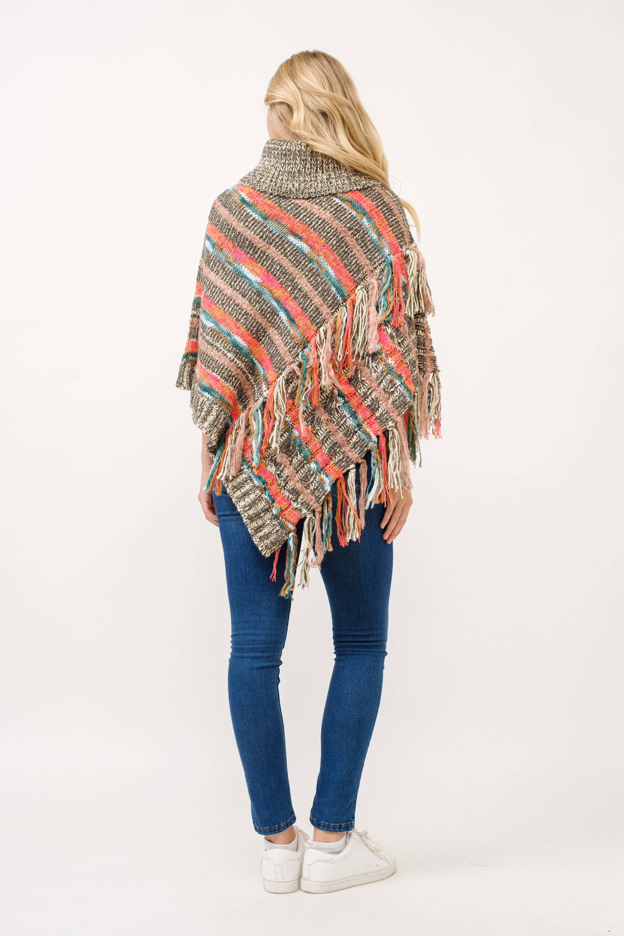 Raj Trading & Imports (USA) Inc. – wholesale Poncho – Women's – Gracie Knitted Fringe Pullover Poncho4