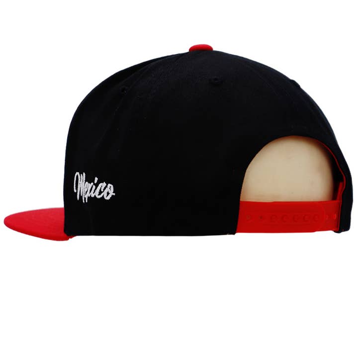 Cap Zone – wholesale Flat-brimmed cap – Unisex – Mexico Logo Chain Stitch Flag Under Bill Print Flat Snapback3