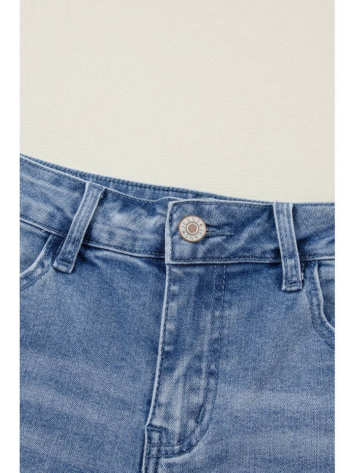 Ashleigh Blue Acid Wash Distressed Wide Leg High Waist Jeans for wholesale on Faire7