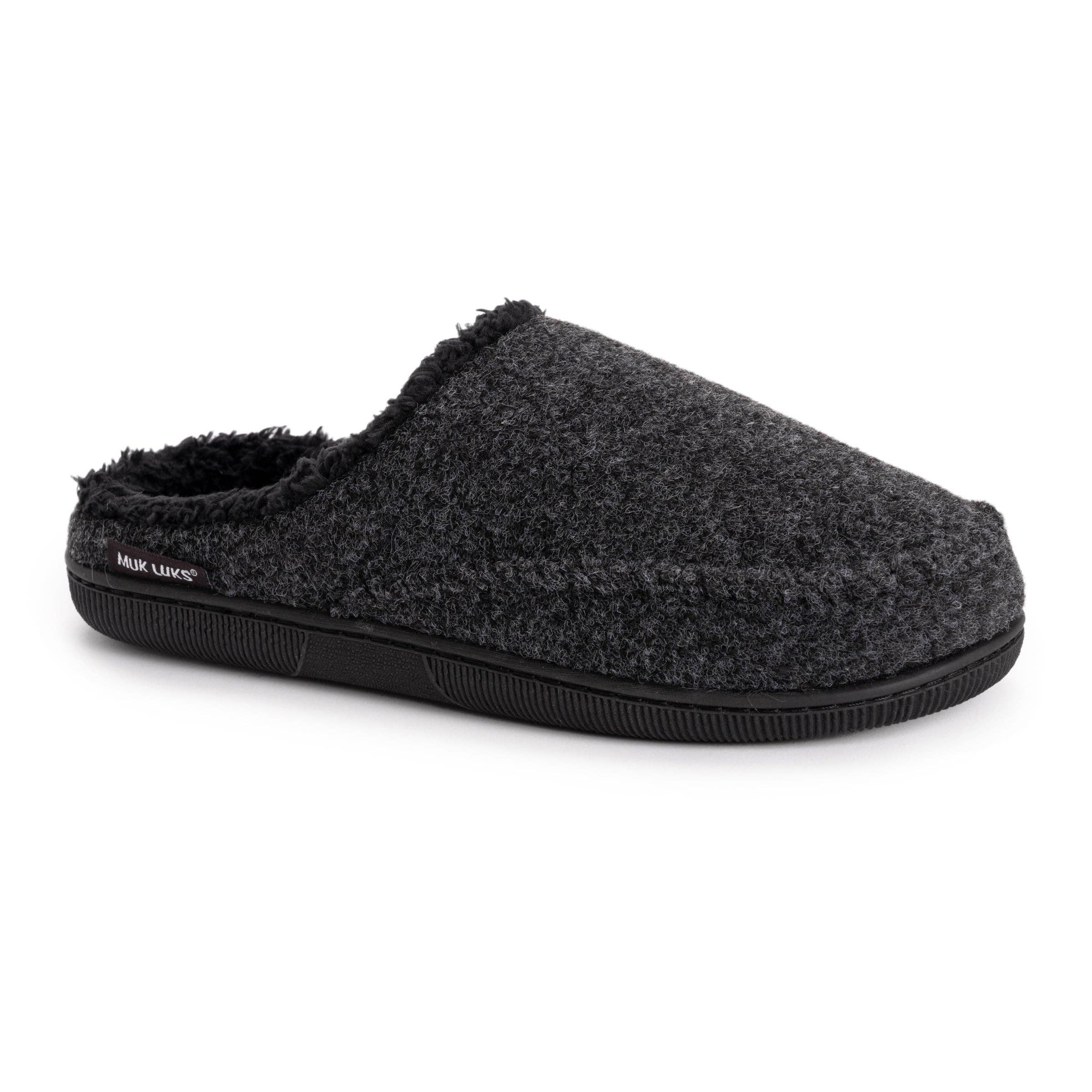 Black Muk Luks Men's Faux Wool Clog Slippers for wholesale on Faire6