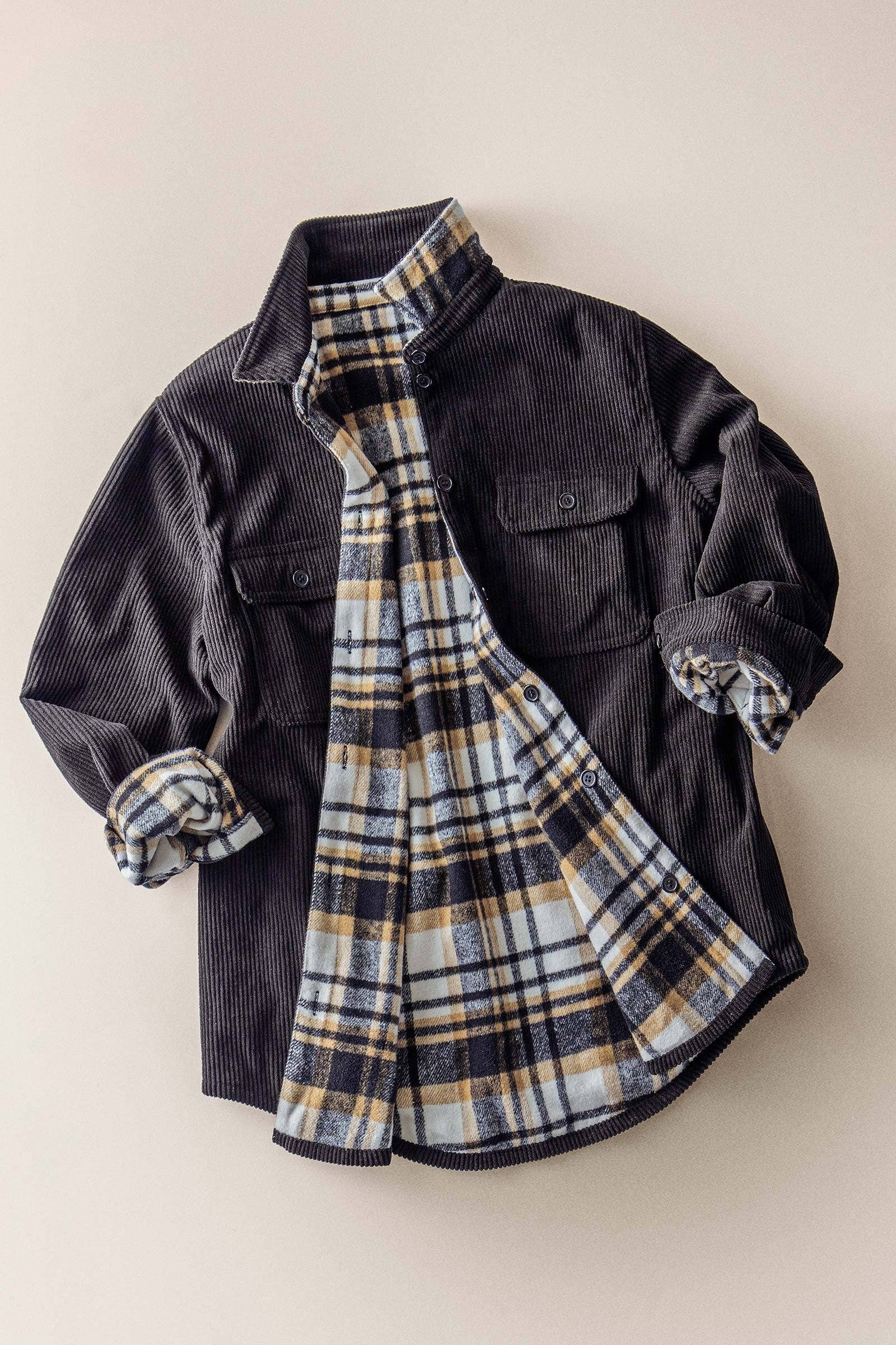 Urban Daizy - Wholesale Shirt Jacket/Shacket - Women's - Plaid Flannel-Lined Corduroy Shacket35