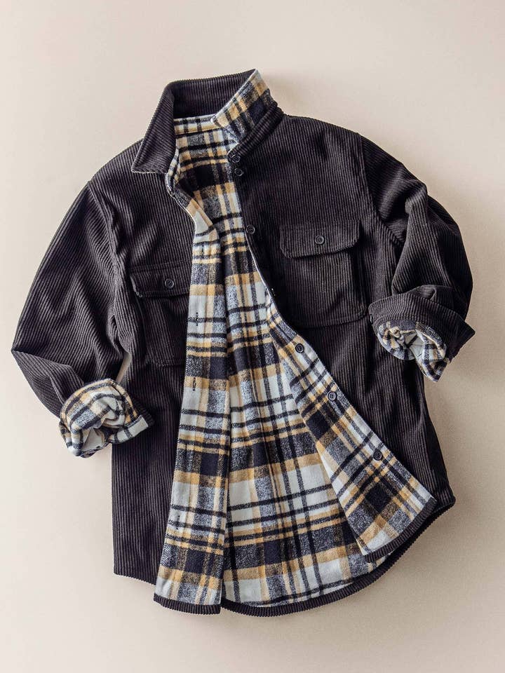 Urban Daizy - Wholesale Shirt Jacket/Shacket - Women's - Plaid Flannel-Lined Corduroy Shacket35