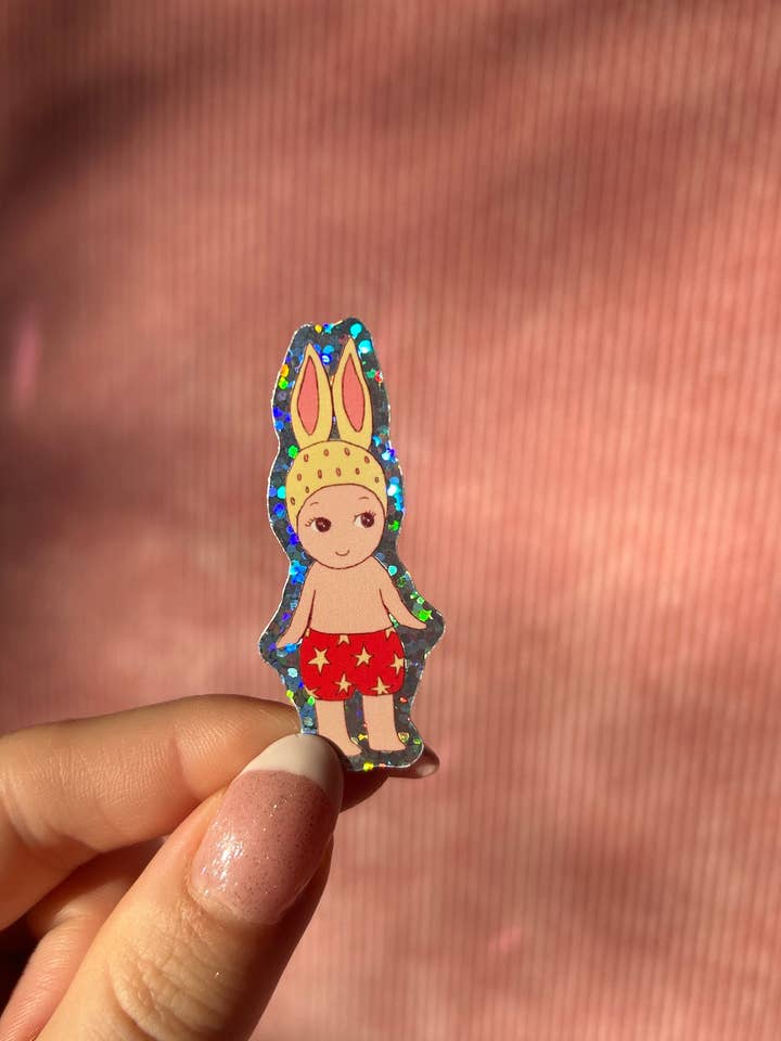 Mini Baby Strawberry Bunny Sticker for wholesale by Nany Craft Shop