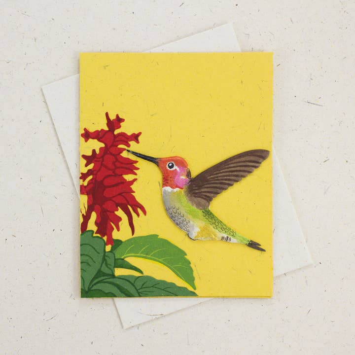 Tarjeta de Felicitación Individual Colibrí Amarillo para venta al por mayor de Mr. Ellie Pooh