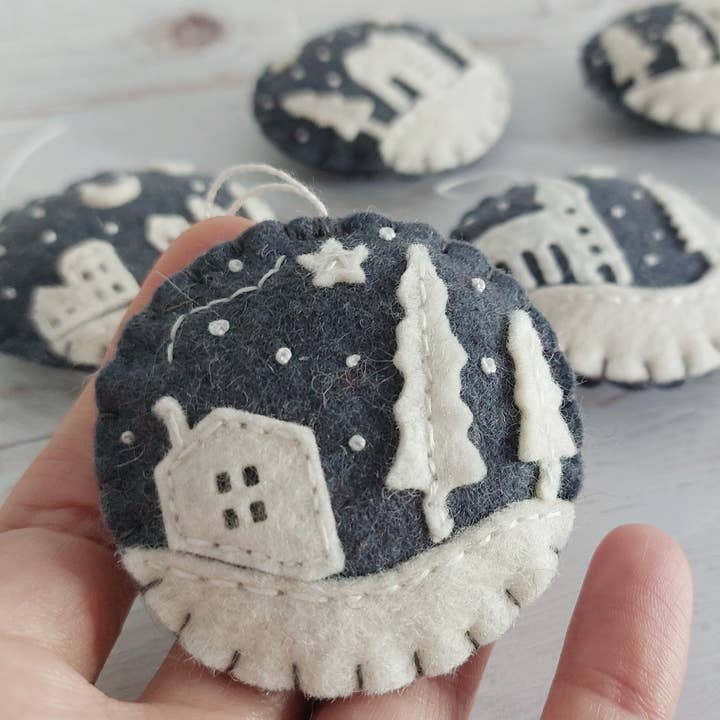 Tiny houses felt ornament SET OF 6 for wholesale by Grab a Coffee