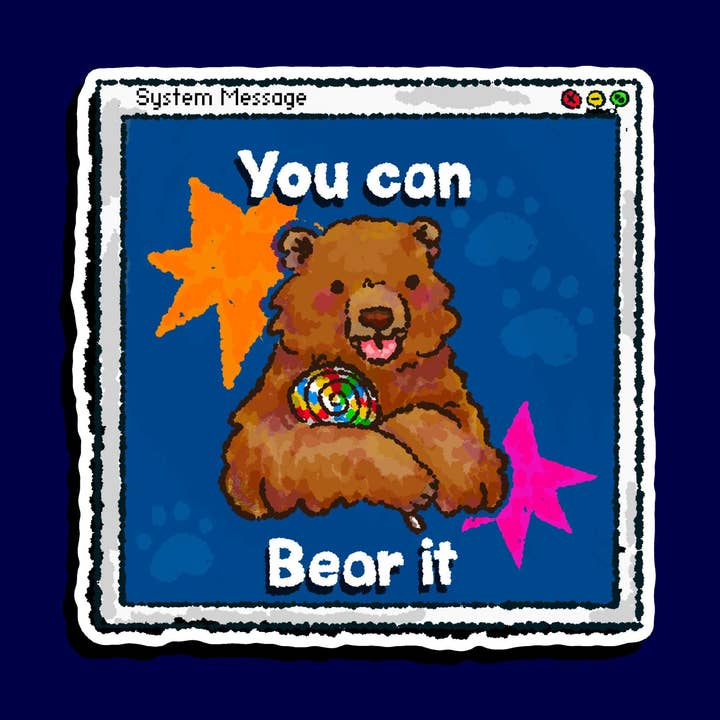 Silly Brown Bear & Web Browser Water Bottle Sticker for wholesale by contemporarycaroline