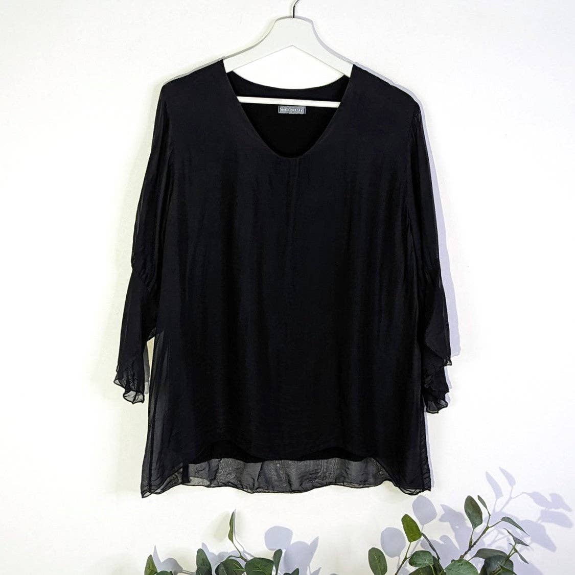 Tempest Designs - Vente Chemisier – femme - Haut en mélange de soie avec manches légèrement évasées (S-M)5