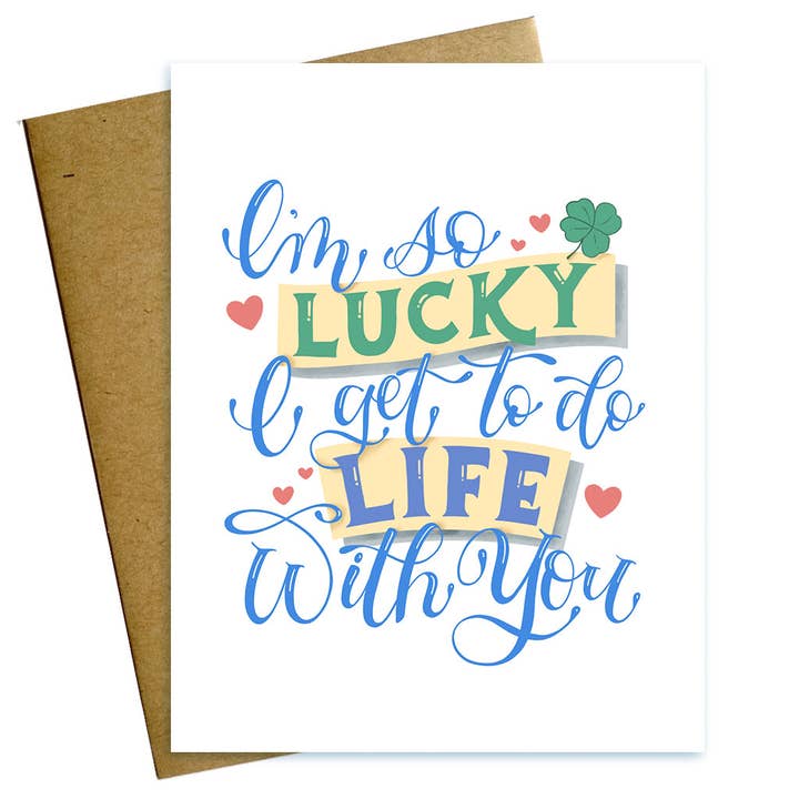 Tão sortudo por poder viver a vida contigo cartão por atacado de Maggie Moore Studio
