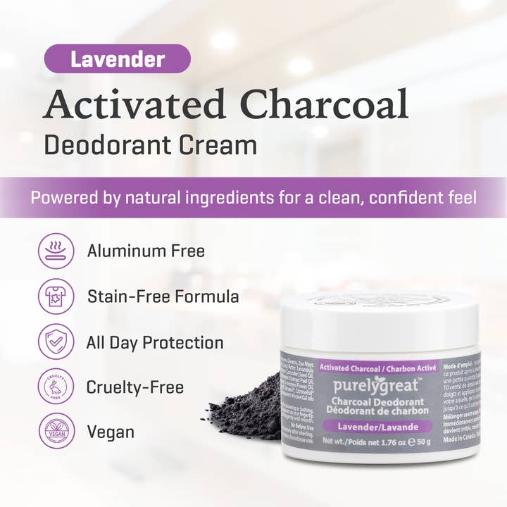 Purelygreat Natural Deodorants - Wholesale Deodorant - Unisex - Purelygreat Charcoal Cream Deodorant - Lavender4