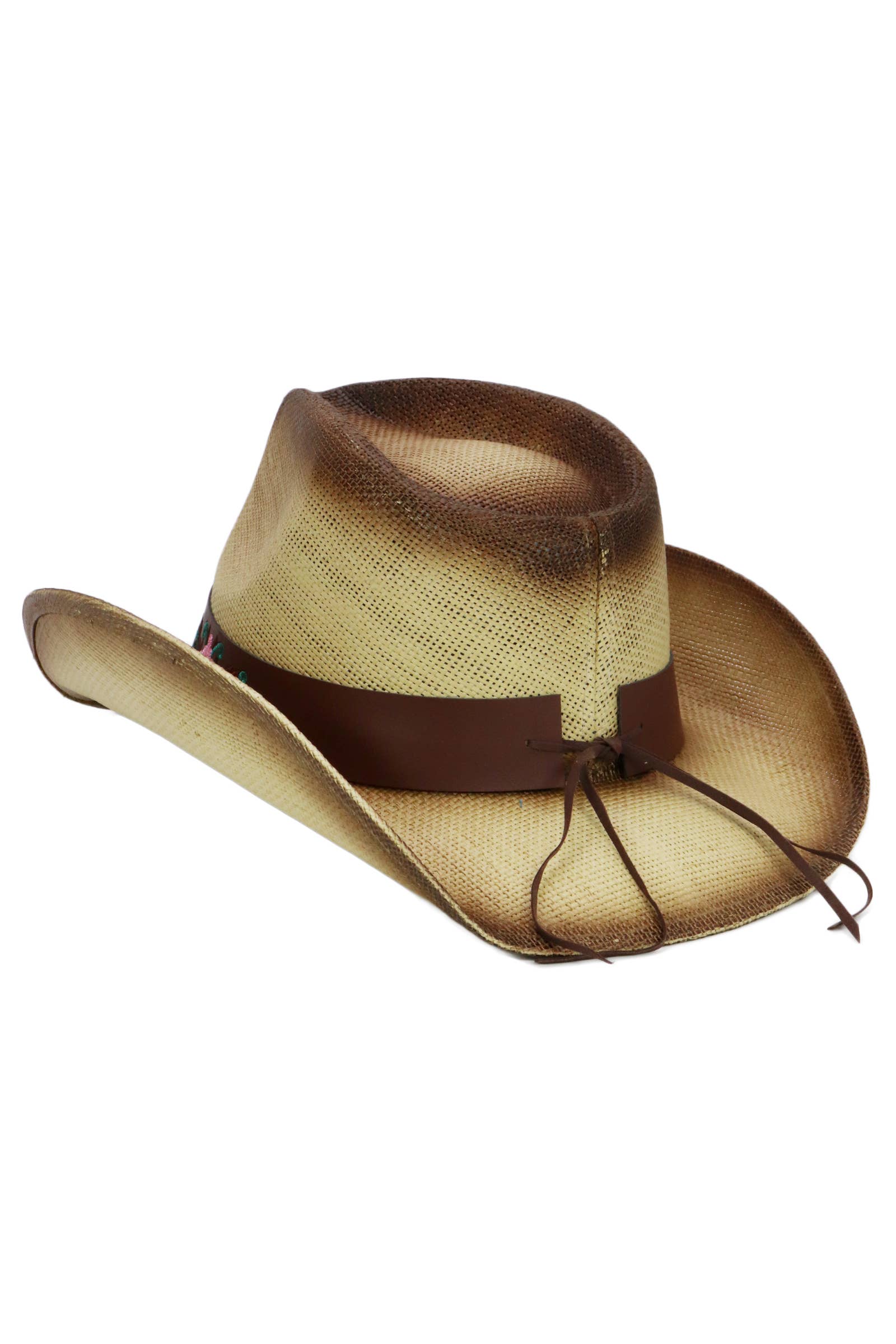 Cap Zone – wholesale Cowboyhatt - Dam – Rosa Ros Concho Bälte Ombre Strå Cowboyhatt1