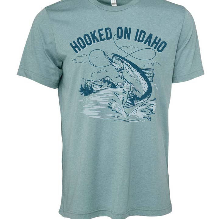 Hooked On Idaho Tee for wholesale by IdaWholesale