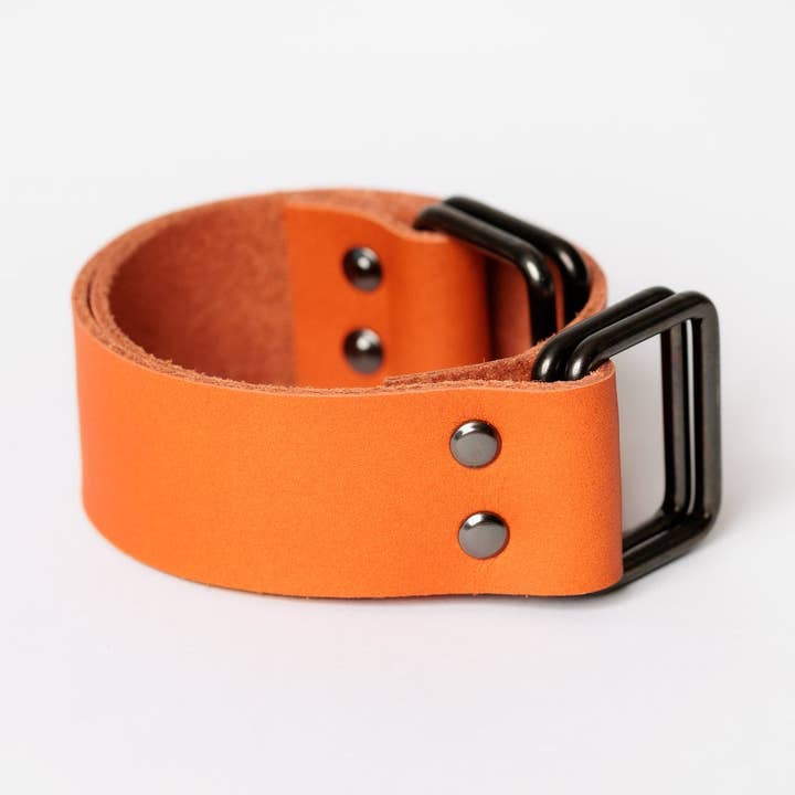 Orange Leather carry strap for wholesale by Link Collective