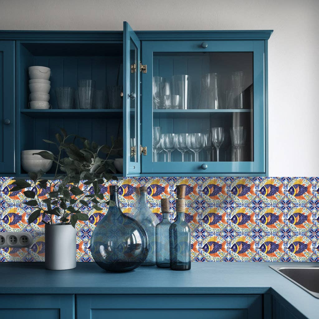 Mi Alma LLC – wholesale Wall tile – Vintage Rustic Fish Colorful Peel And Stick Tile Stickers for bathroom makeover Model - L296