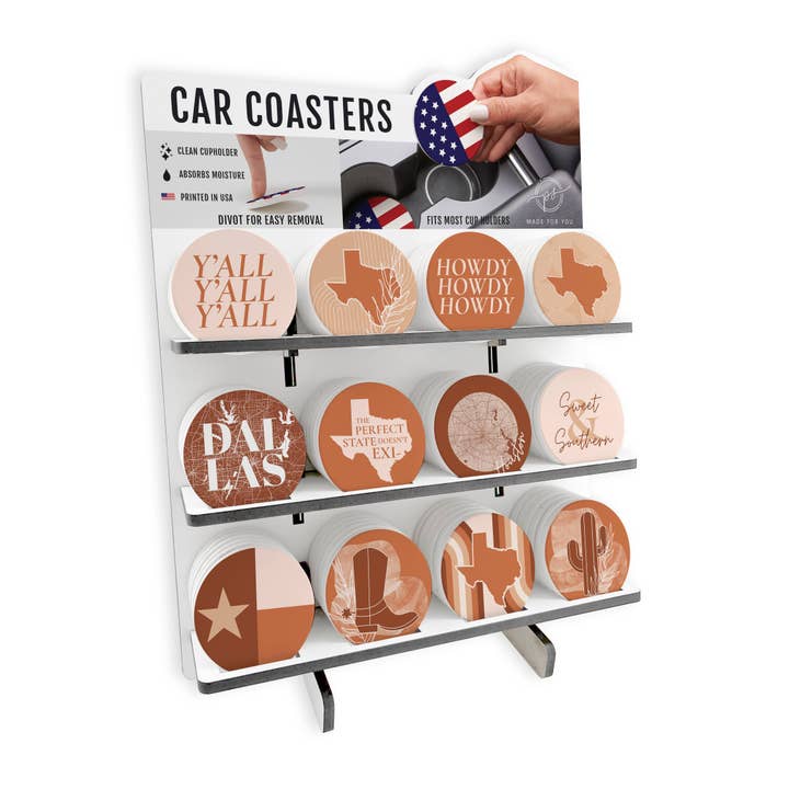 Modern Minimalist Texas Car Ceramic |POP Car Coasters for wholesale by Love Local