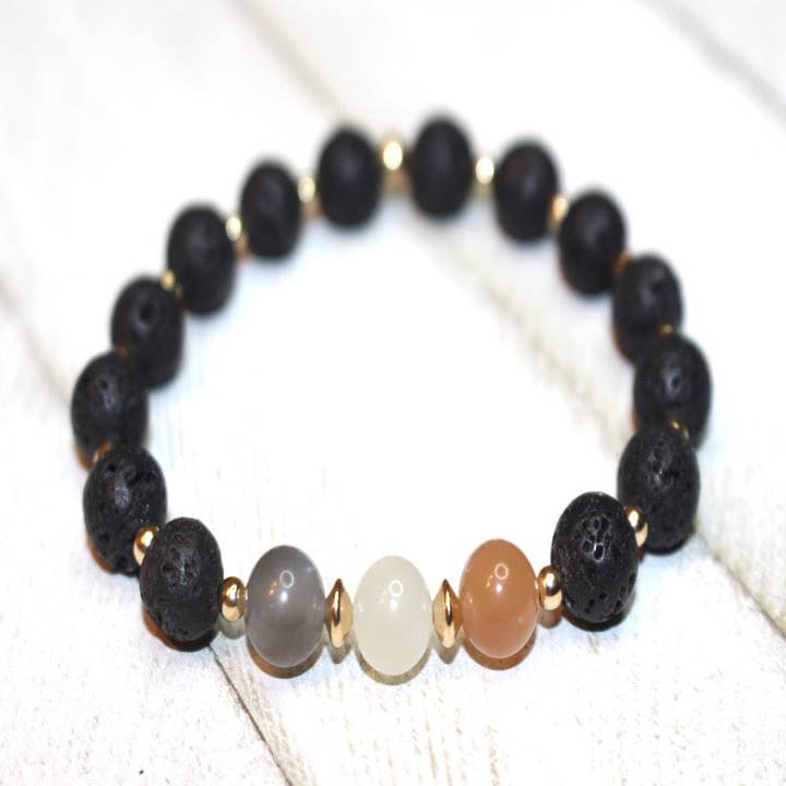 Moonstone Diffuser Gemstone Bracelet- Aromatherapy Bracelet for wholesale by The Risen Lotus LLC