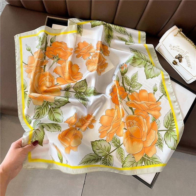 FurDecoration - Vente Écharpe – femme - Mouchoir en satin imprimé multifonctionnel3