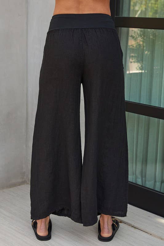 VENTI6 - Wholesale Pants - Women's - SOLID LINEN STRETCH WAISTBAND PANTS (8730-SOLID)34