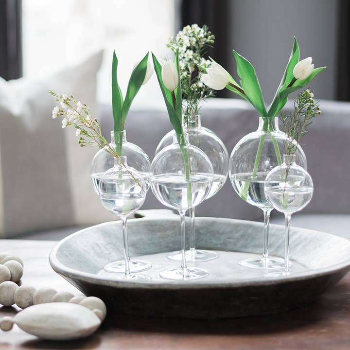 etúHOME - Wholesale Vase - Clear Wine Glass Shaped Flower Vase, Large