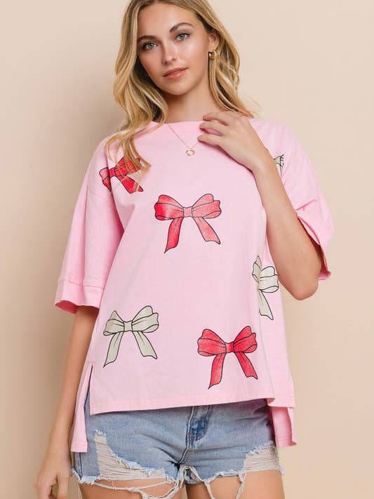 Plus Bows Oversized Graphic T-Shirts for wholesale by Oddi