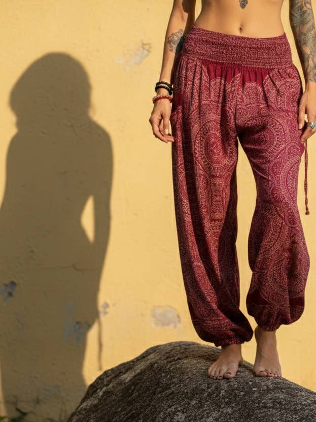 Boho Silk Harem Pants- Boho Loungewear for wholesale by Humanity Centred Designs