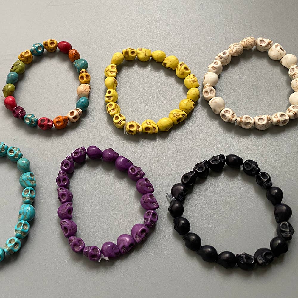 VIE - Wholesale Beaded Bracelet - Skull Bracelet, Dyed Howlite25